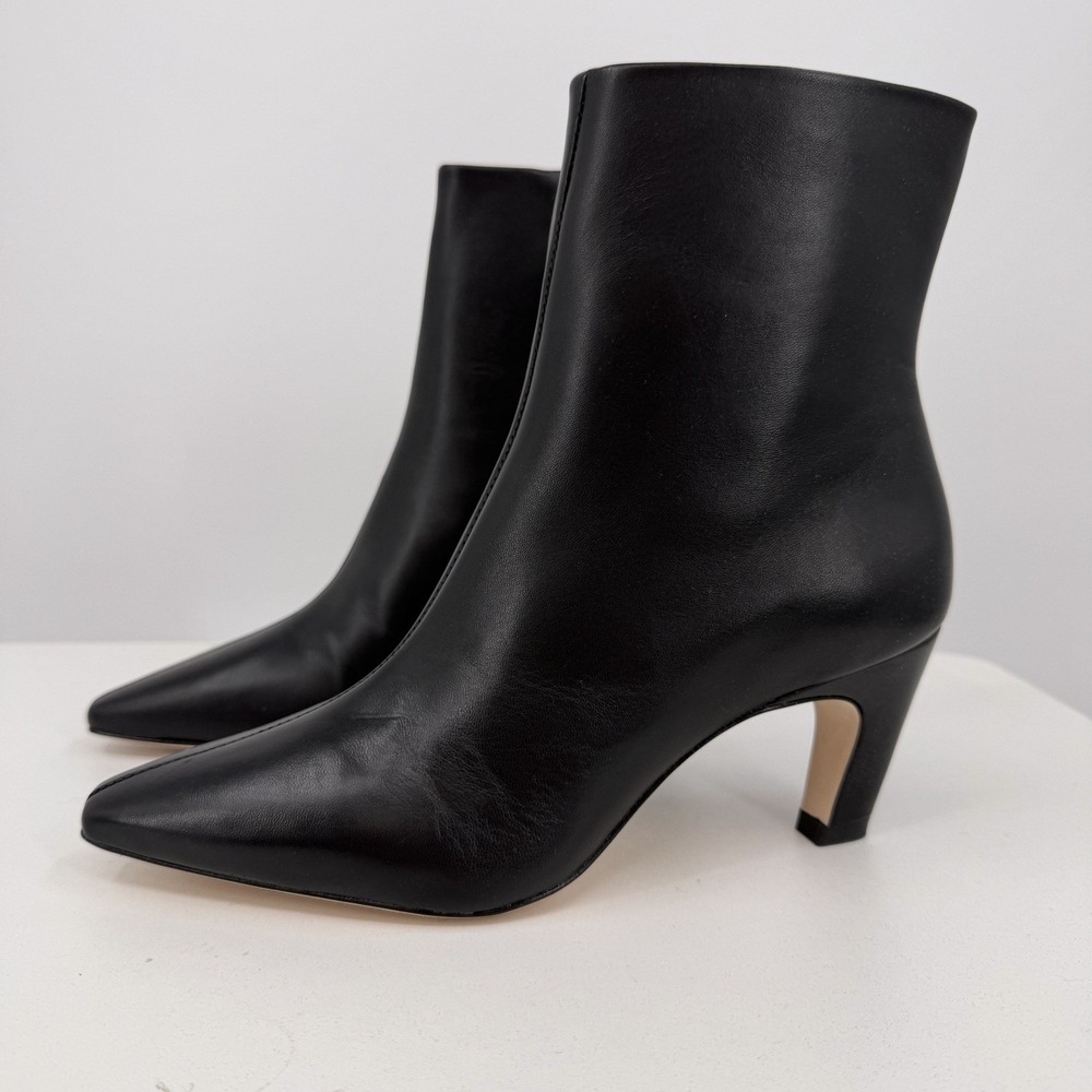 Everlane The Banana Heel Boot Black Leather Ankle Zip Pointed Toe Size 8